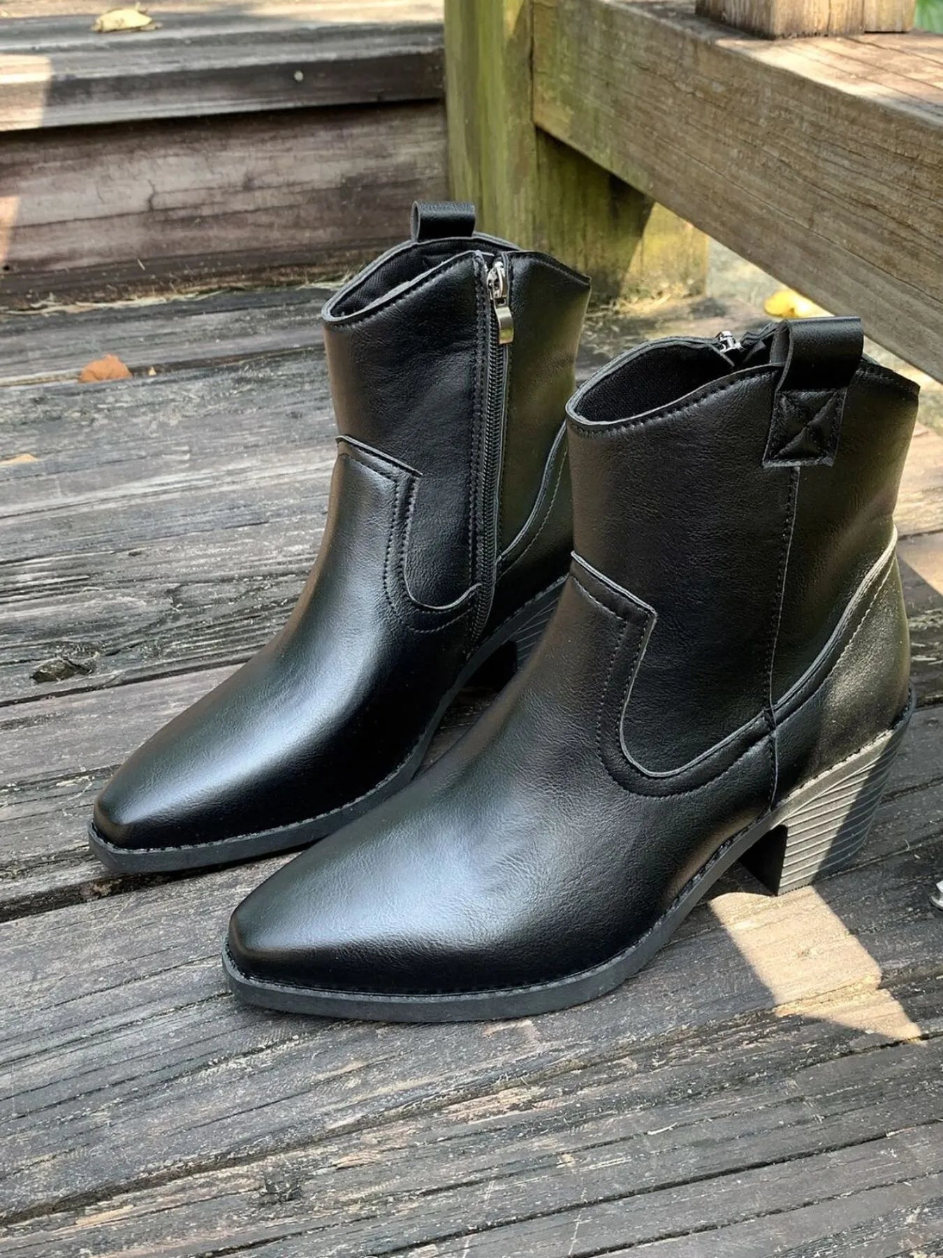 Point Toe Block Heels Ankle Boots | Boots Daverri Fashions