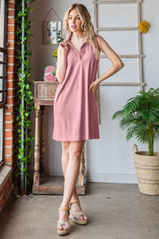 Heimish Full Size Ribbed Johnny Collar Sleeveless Dress | Mini Dresses Daverri Fashions
