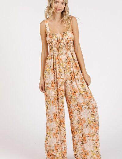 Ginger S Mittoshop Flower Print Gathered Bust Sleeveless Jumpsuit | Jumpsuits Daverri Fashions