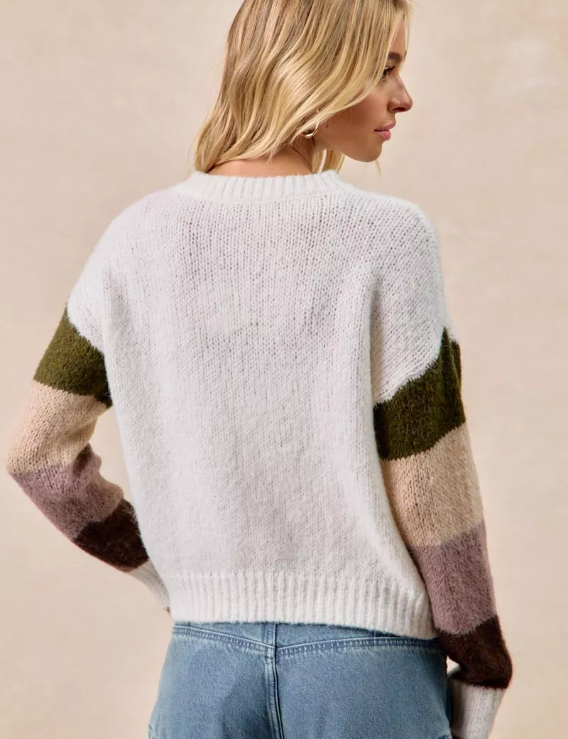 BiBi Flower Color Block Sweater | Sweaters Daverri Fashions