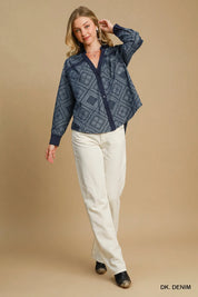 Umgee Paisley Print Denim Shirt Jacket | Daverri Fashions