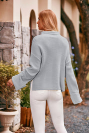 Mock Neck Drop Shoulder Sweater | Sweaters Daverri Fashions