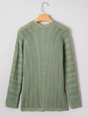 Scalloped Edge Eyelet Knit Batwing Sleeve Cardigan | Cardigans Daverri Fashions