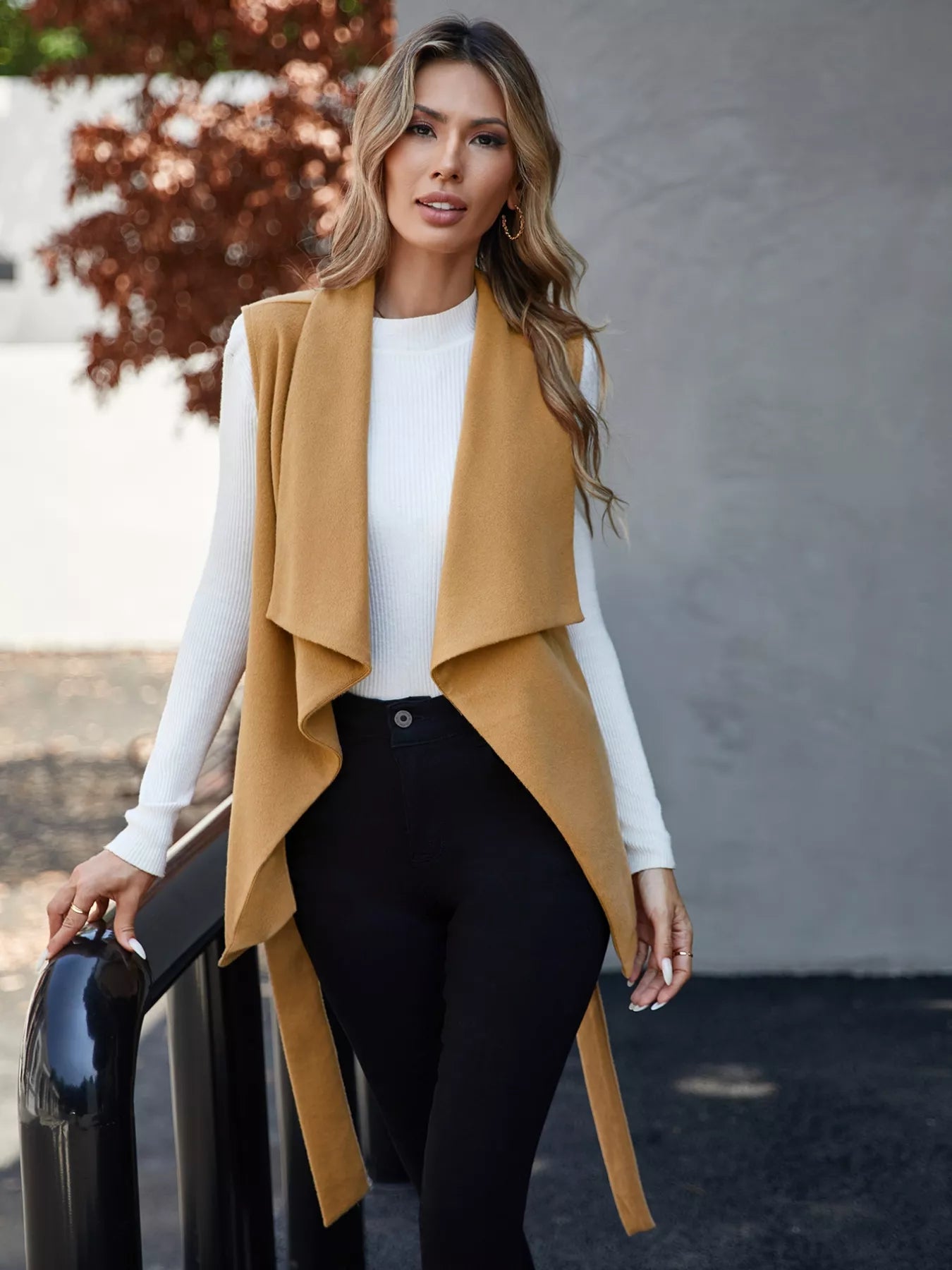 Tie Waist Vest Coat | Vest Coats Daverri Fashions