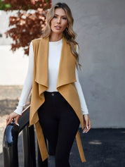 Tie Waist Vest Coat | Vest Coats Daverri Fashions