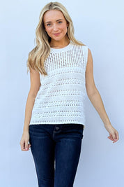 IVORY And The Why Hollowed Out Buttoned Tank | Daverri Fashions
