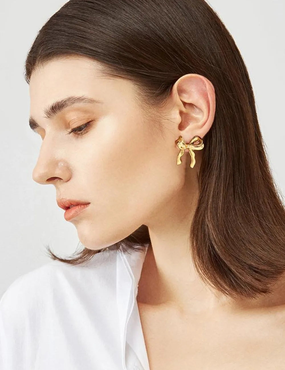 Gold Plated Bow Stud Earrings | Earrings Daverri Fashions