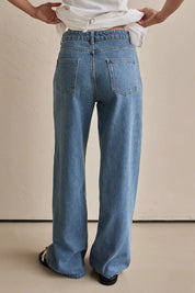 Contrast Straight Leg Jeans with Pockets | Jeans Daverri Fashions