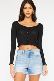 Medium Kancan High Waist Frayed Denim Shorts | Daverri Fashions