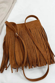 Suede Fringe Shoulder Bag | Handbags Daverri Fashions