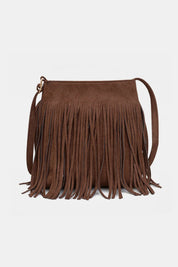Brown One Size Suede Fringe Shoulder Bag | Handbags Daverri Fashions