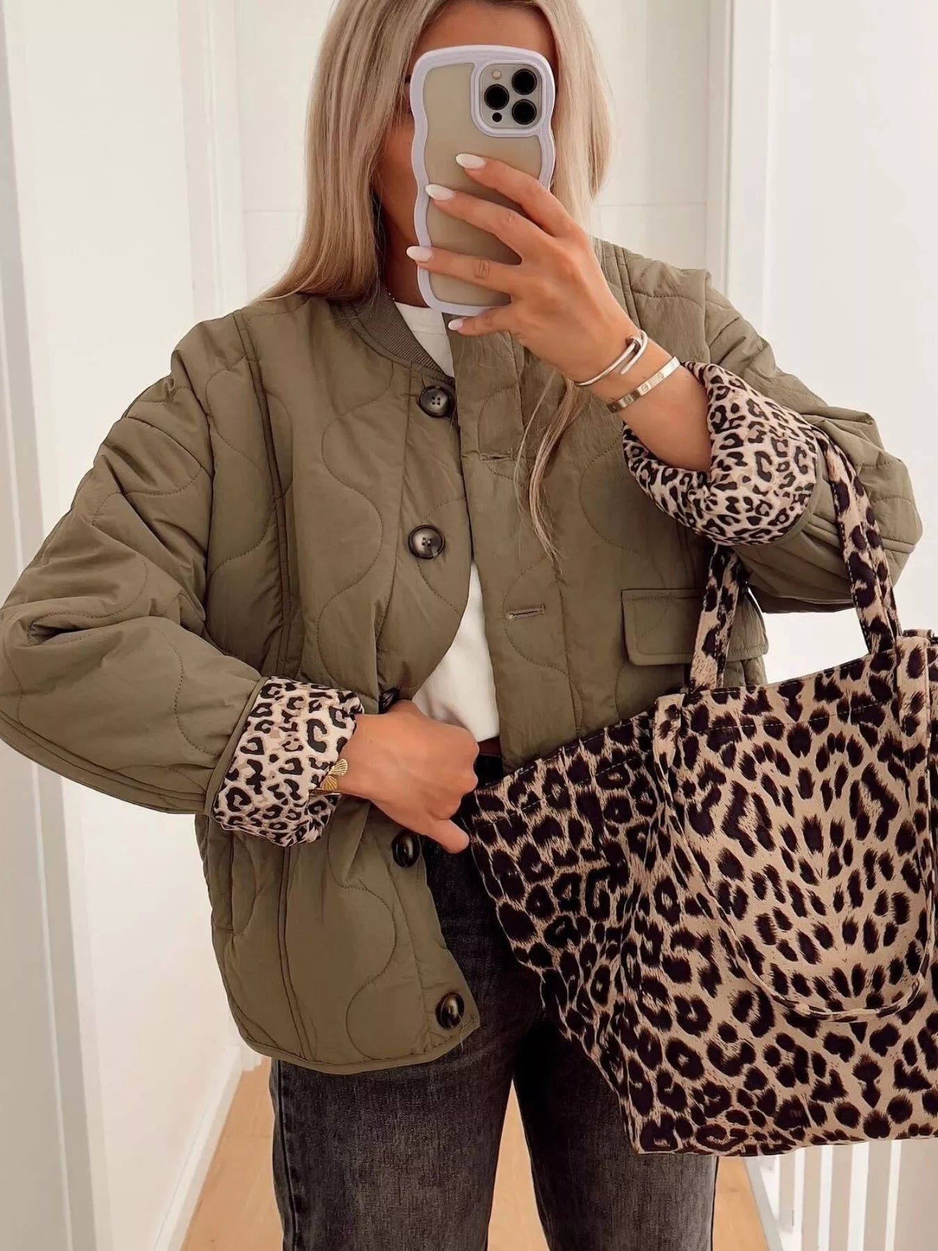 Moss Quilted Button-Down Lightweight Jacket | Jackets Daverri Fashions