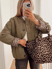 Moss Quilted Button-Down Lightweight Jacket | Jackets Daverri Fashions