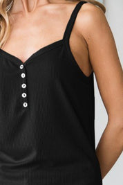 Heimish Full Size Quarter Button Ribbed Cami | Daverri Fashions