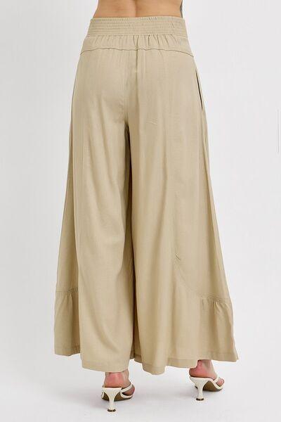 RISEN Shirring Detail Wide Leg Pants | Pants Daverri Fashions