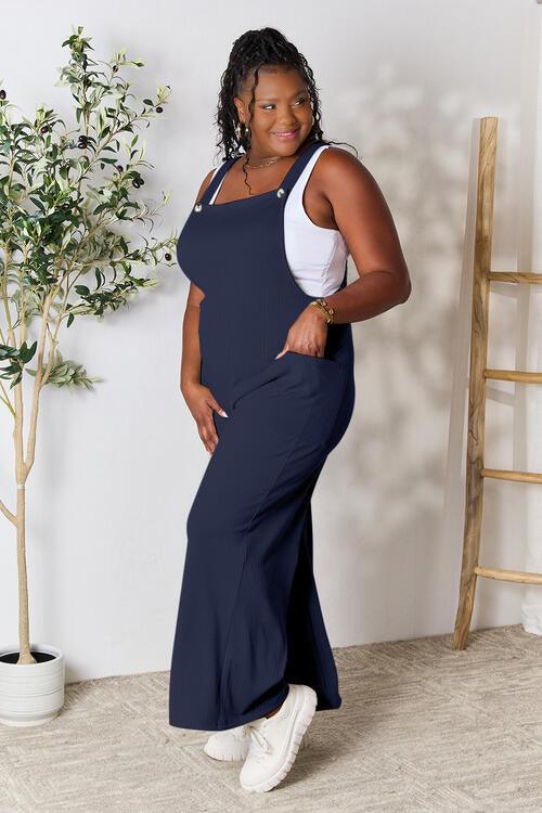 Double Take Full Size Wide Strap Overall with Pockets | Overalls Daverri Fashions