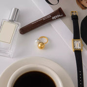 18K Gold-Plated Orb & Pearl Open Ring | Jewelry Daverri Fashions