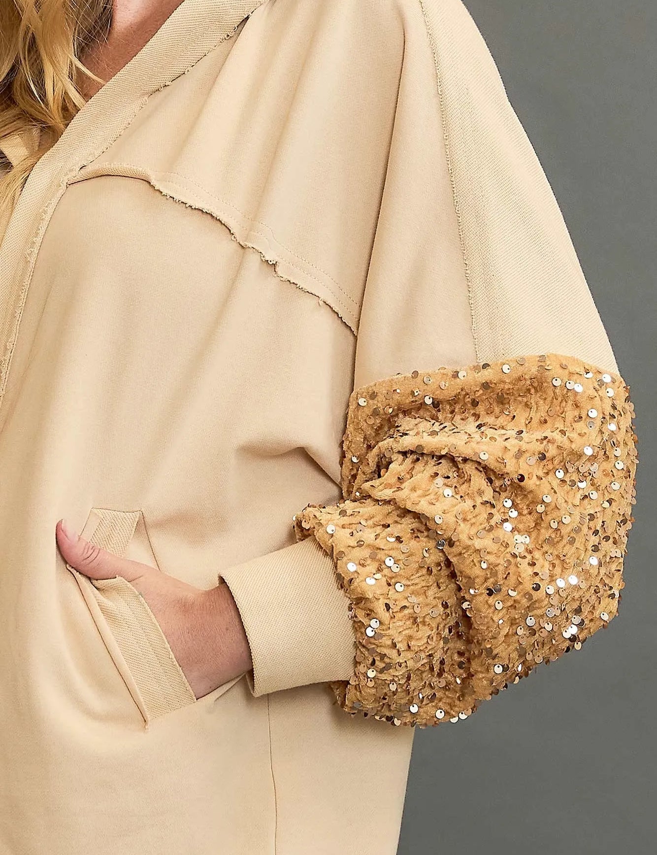 Umgee Sequined French Terry Jacket | Jackets Daverri Fashions