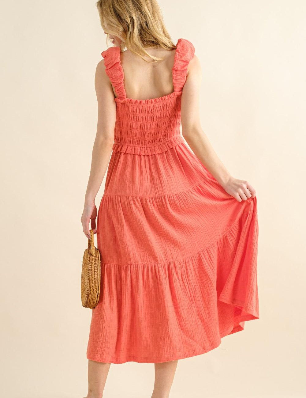 And The Why Smocked Ruffled Tiered Dress | Daverri Fashions