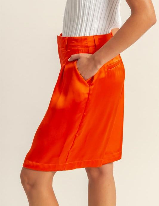 HYFVE High-Waist Pleated Satin Shorts | Shorts Daverri Fashions