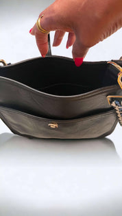 Guitar Strap Black Vegan Leather Bag | Handbags Daverri Fashions