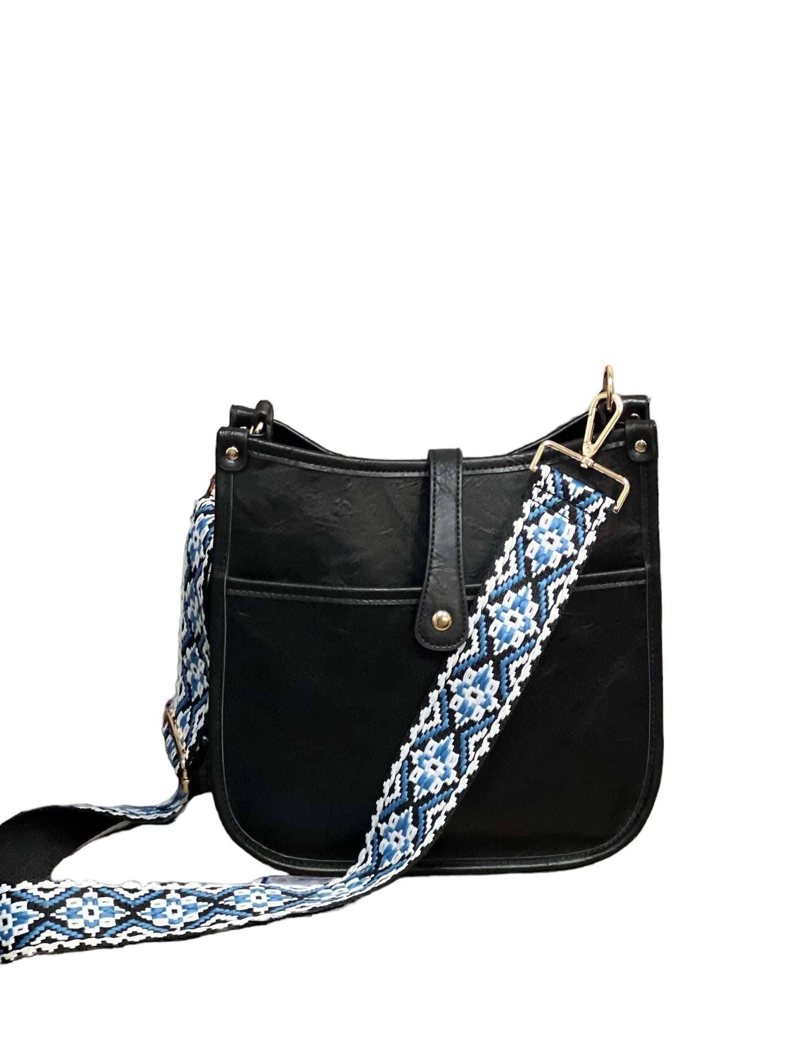 Guitar Strap Black Vegan Leather Bag | Handbags Daverri Fashions