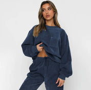 Blue Corduroy Loungewear Set | Loungewear Sets Daverri Fashions