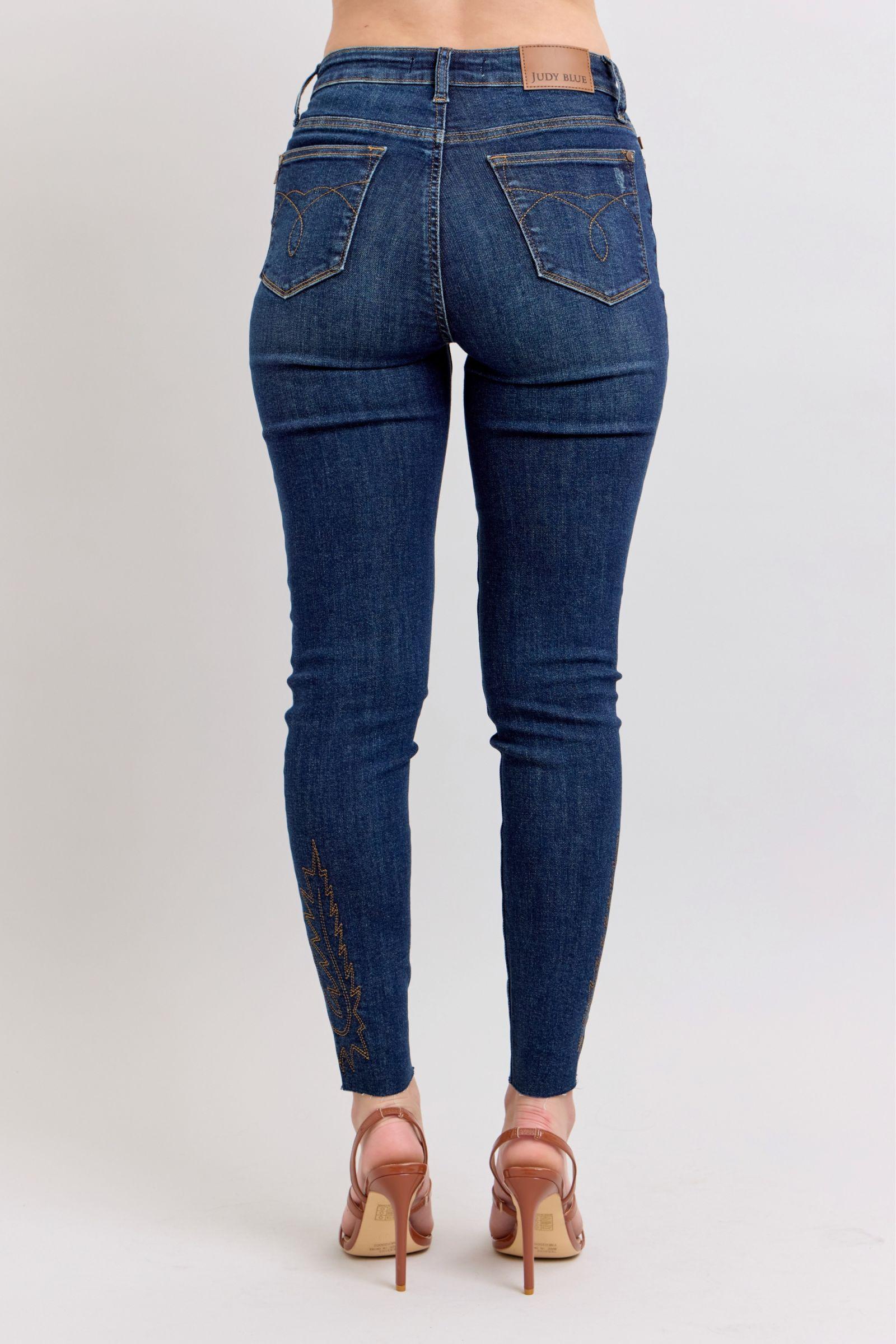 Judy Blue Full Size Embroidered High Rise Skinny Jeans Plus Size | Jeans Daverri Fashions