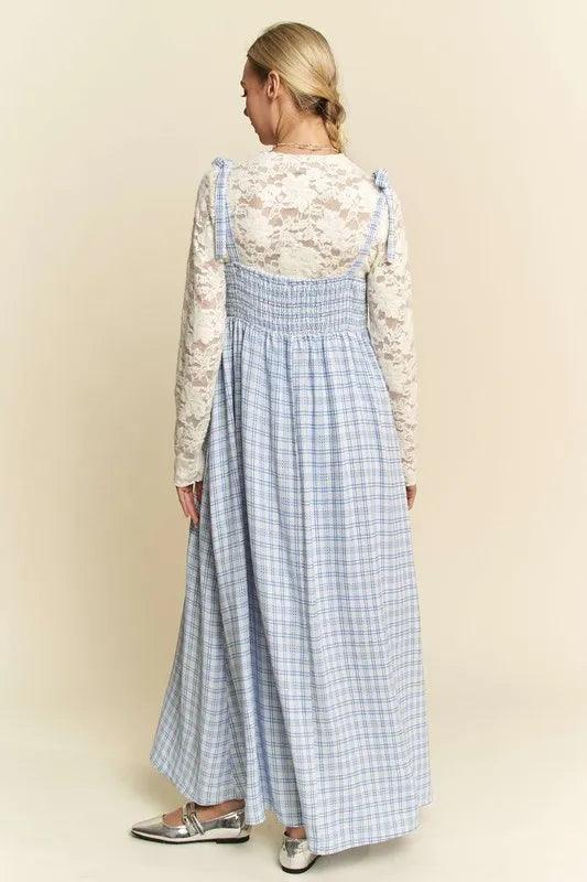 Davi & Dani Plaid Smocking Sleeveless Maxi Dress | Maxi Dresses Daverri Fashions