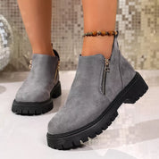 Bria Round Toe Side Zip Ankle Boots | Boots Daverri Fashions