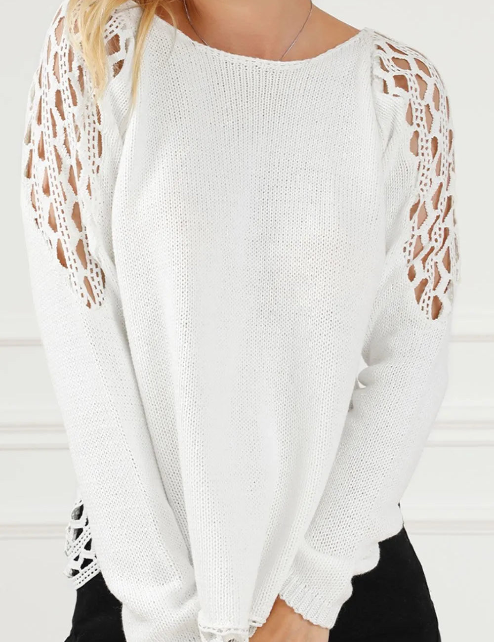 Scoop Neck Hollow Out Sweater | Daverri Fashions