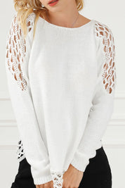 Scoop Neck Hollow Out Sweater | Daverri Fashions