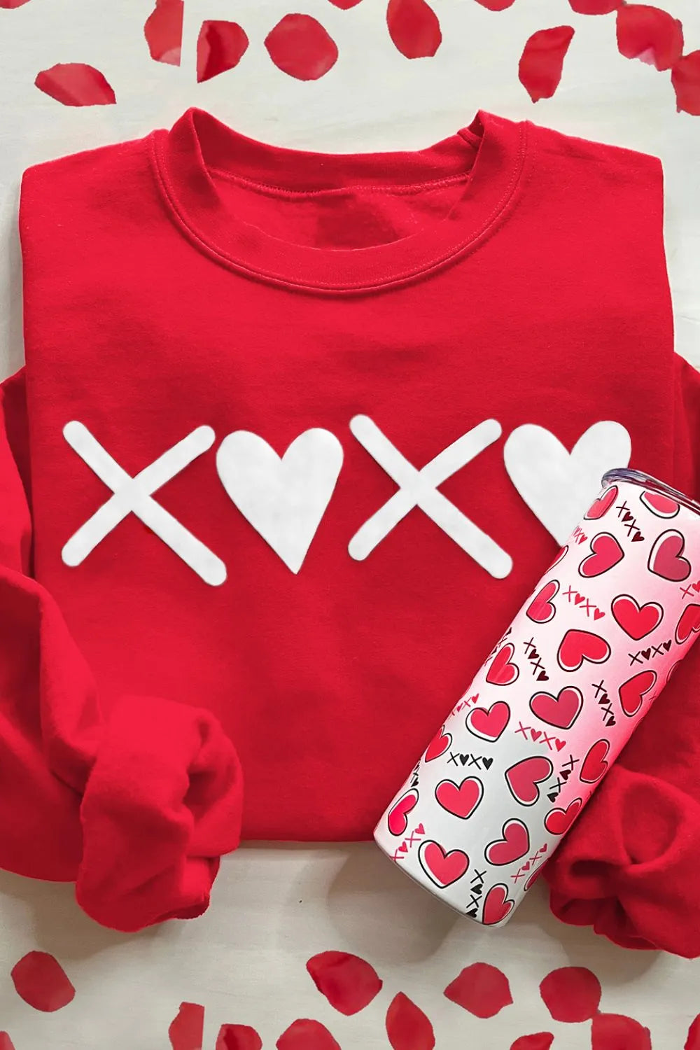 Valentine’s Day XOXO Round Neck Drop Shoulder Sweatshirt | Sweatshirts Daverri Fashions
