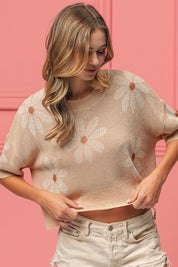 BiBi Floral Pattern Slit Sweater | Sweaters Daverri Fashions
