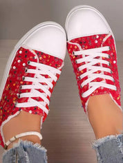 Sequin Round Toe Flat Sneakers | Sneakers Daverri Fashions