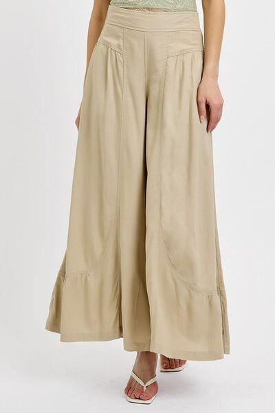 RISEN Shirring Detail Wide Leg Pants | Pants Daverri Fashions