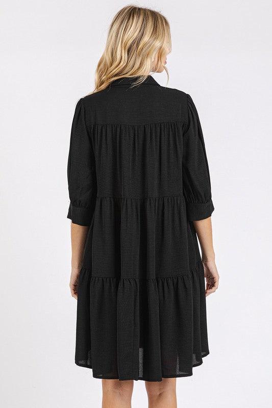 Mittoshop Button Detail Collared Neck Tiered Shirt Dress | Daverri Fashions