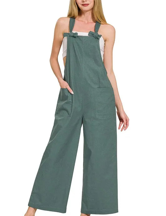 ASH JADE Zenana Woven Knot Strap Overalls | Overalls Daverri Fashions