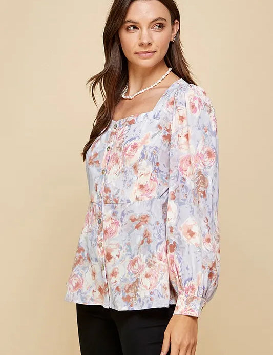 Lime 'N' Chili Floral Sweetheart Neckline Button Down Blouse | Blouses Daverri Fashions