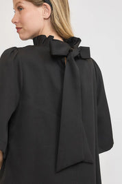 Umgee Bow Tie Back Mock Neck Half Sleeve Blouse | Daverri Fashions