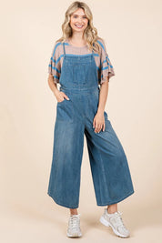Mittoshop Denim Tie Back Sleeveless Wide Leg Overalls | Overalls Daverri Fashions