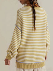 Slit Striped Oversized Sweater | Sweaters Daverri Fashions