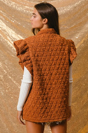 BiBi Quilting Knit Ruffle Sleeve Vest | Vests Daverri Fashions