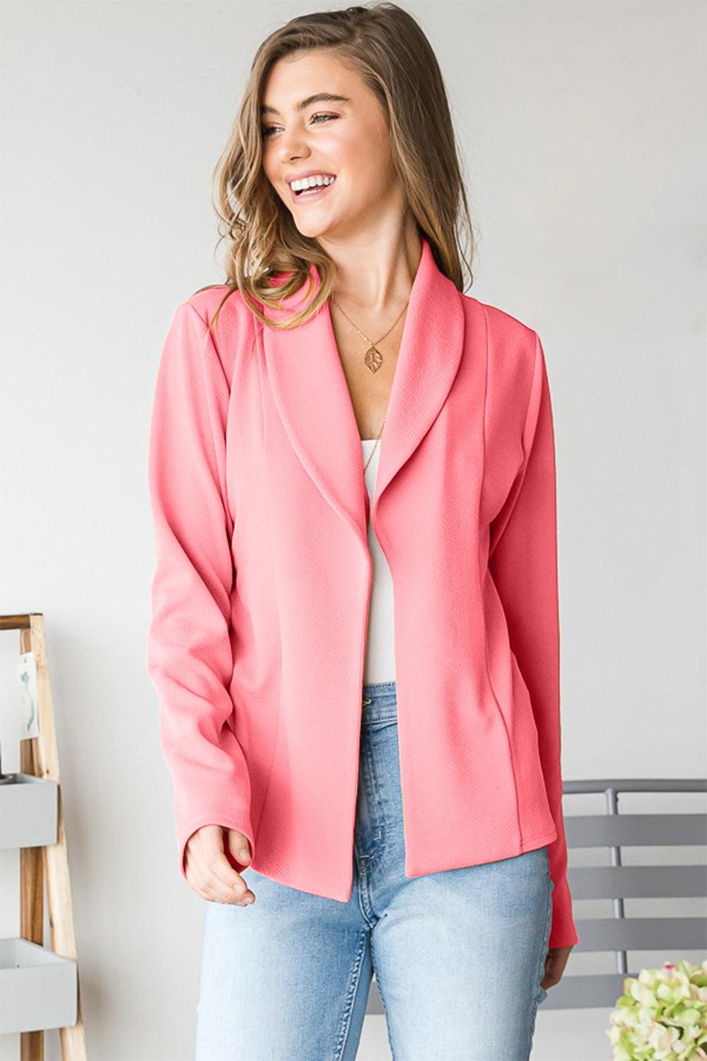 Heimish Open Front Long Sleeve Blazer | Daverri Fashions