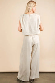 VERY J Solid Woven Top & Pants Set | Outfit Sets Daverri Fashions