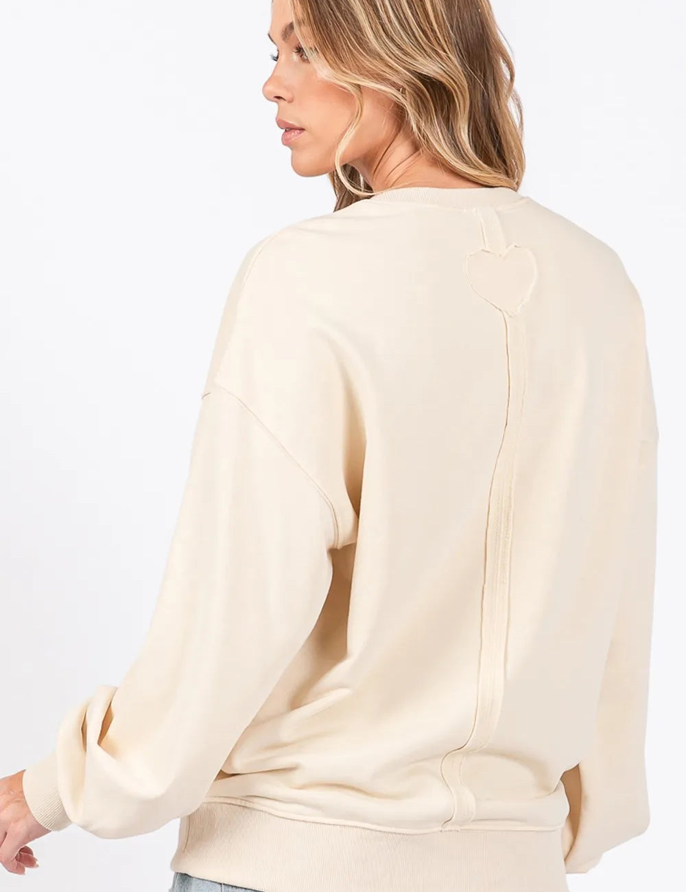 SAGE + FIG LOVE Path Applique Drop Shoulder Sweatshirt | Sweatshirts Daverri Fashions