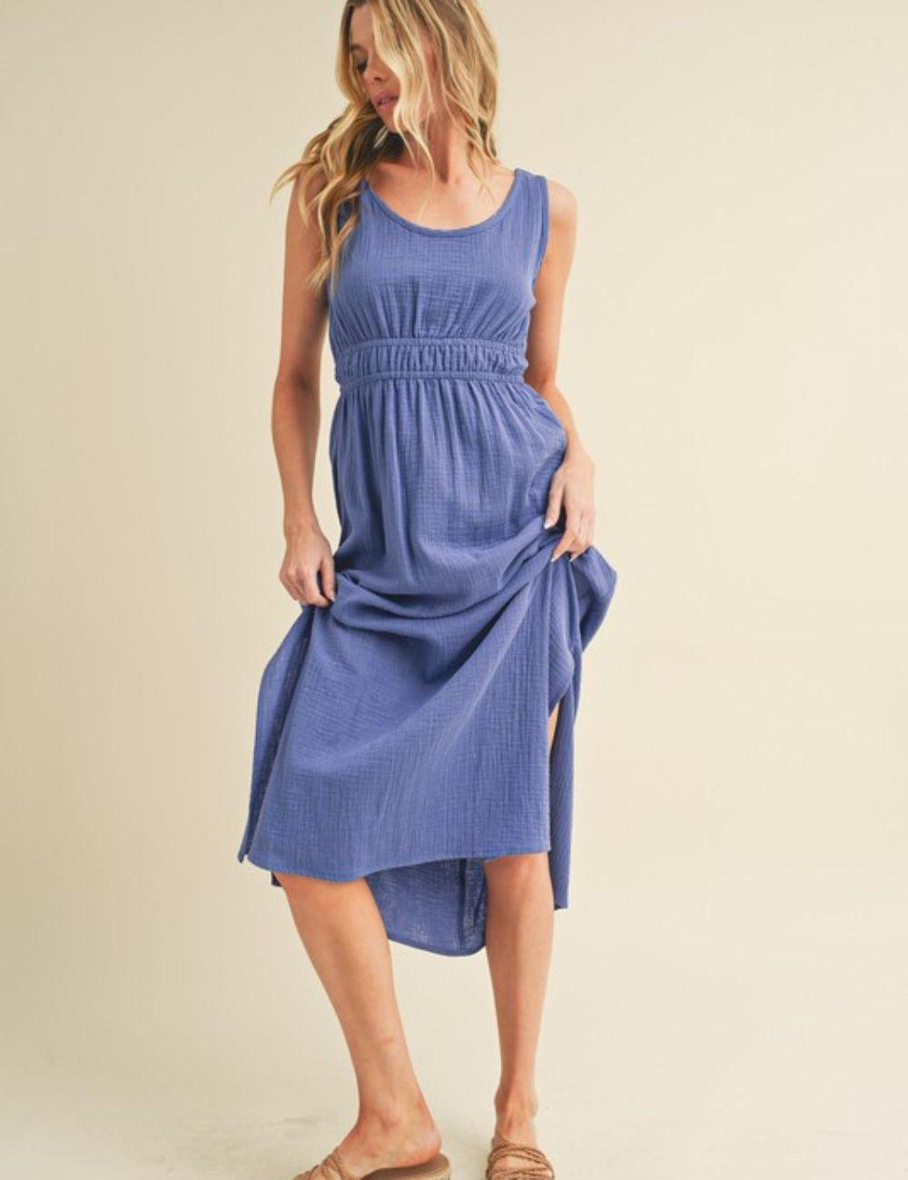 Aemi + Co Side Slit Round Neck Sleeveless Tank Dress | Tank Dresses Daverri Fashions