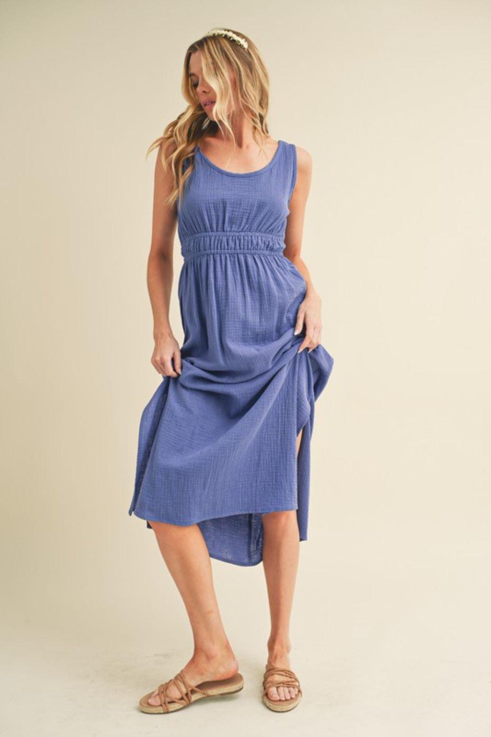 Aemi + Co Side Slit Round Neck Sleeveless Tank Dress | Tank Dresses Daverri Fashions