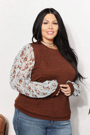 And The Why Full Size Foil Printed Sleeve Top | Tops Daverri Fashions