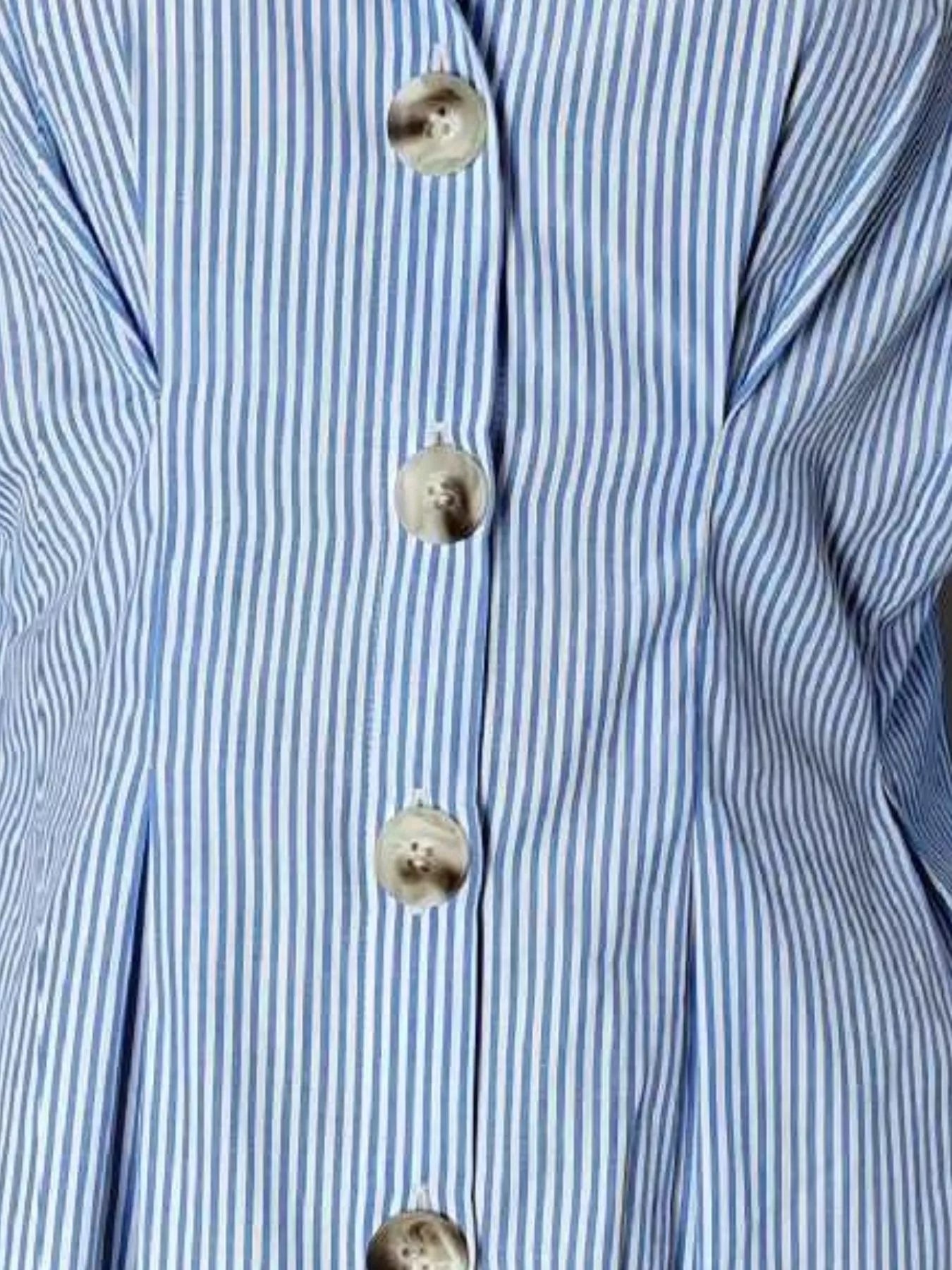 Striped Button-Up Long Sleeve Shirt | Daverri Fashions